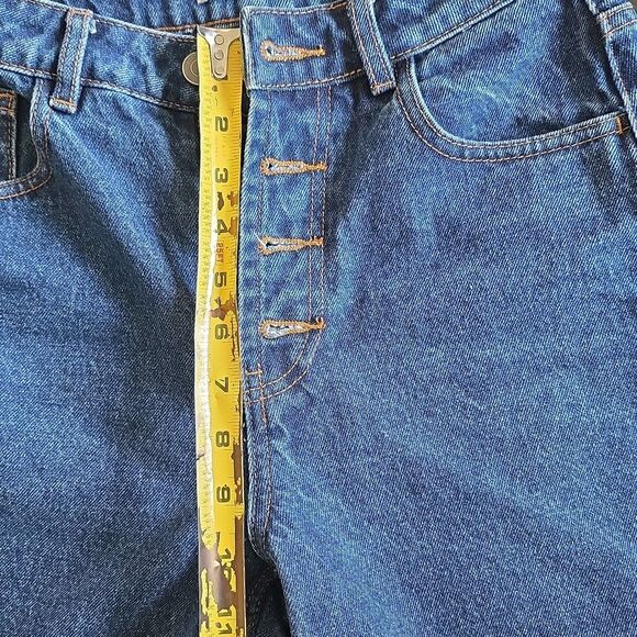 12 Storeez Button Fly Taper Ankle Dark Wash Cotton Jeans Size XS 5 Pocket - Picture 10 of 10